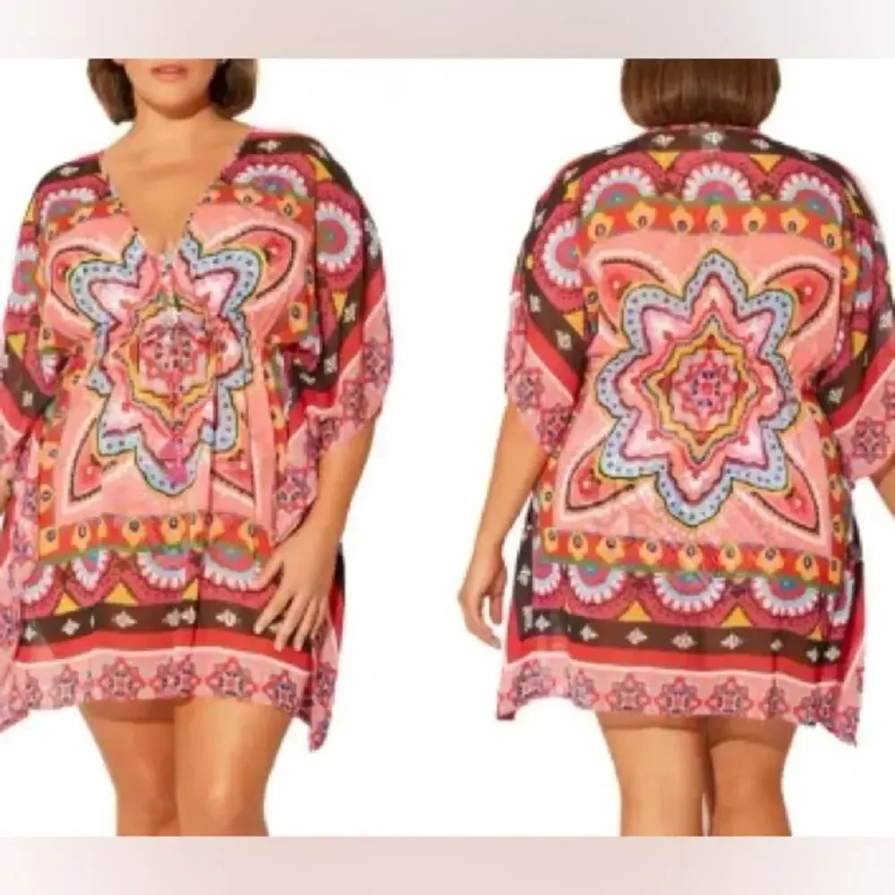 BLEU ROD BEATTIE size large plus size drawstring waist cover up beachwear swim - Picture 2 of 12